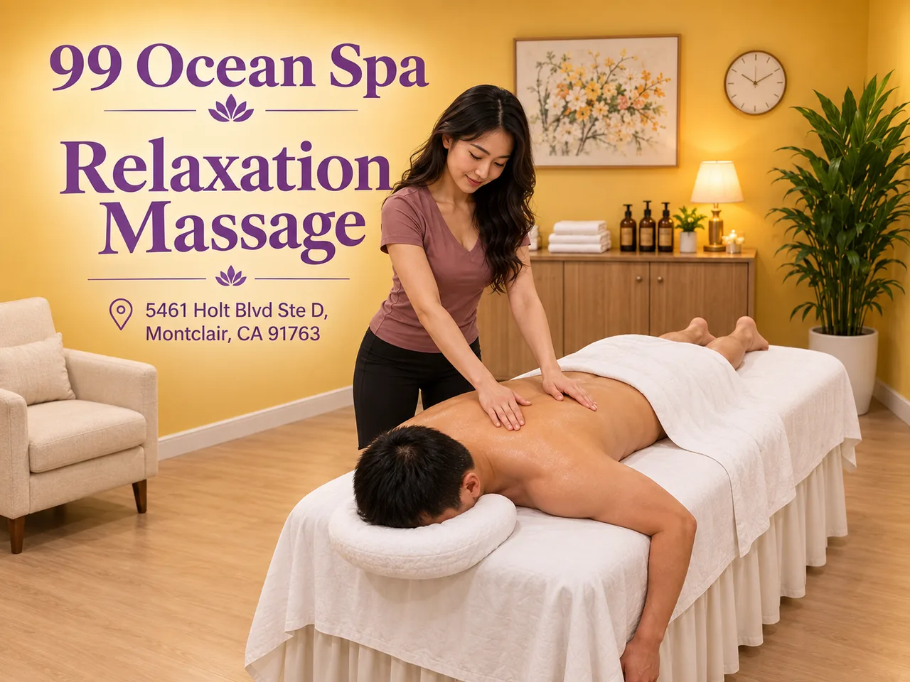 Relaxation Massage in Montclair, CA at 99 Ocean Spa