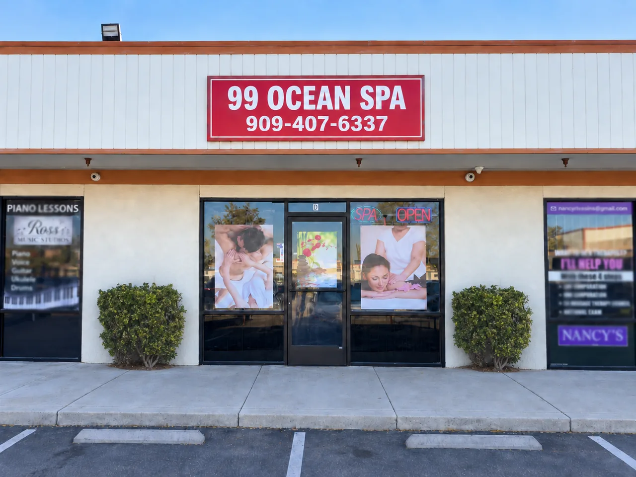 Storefront of 99 Ocean Spa on Holt Blvd in Montclair, CA